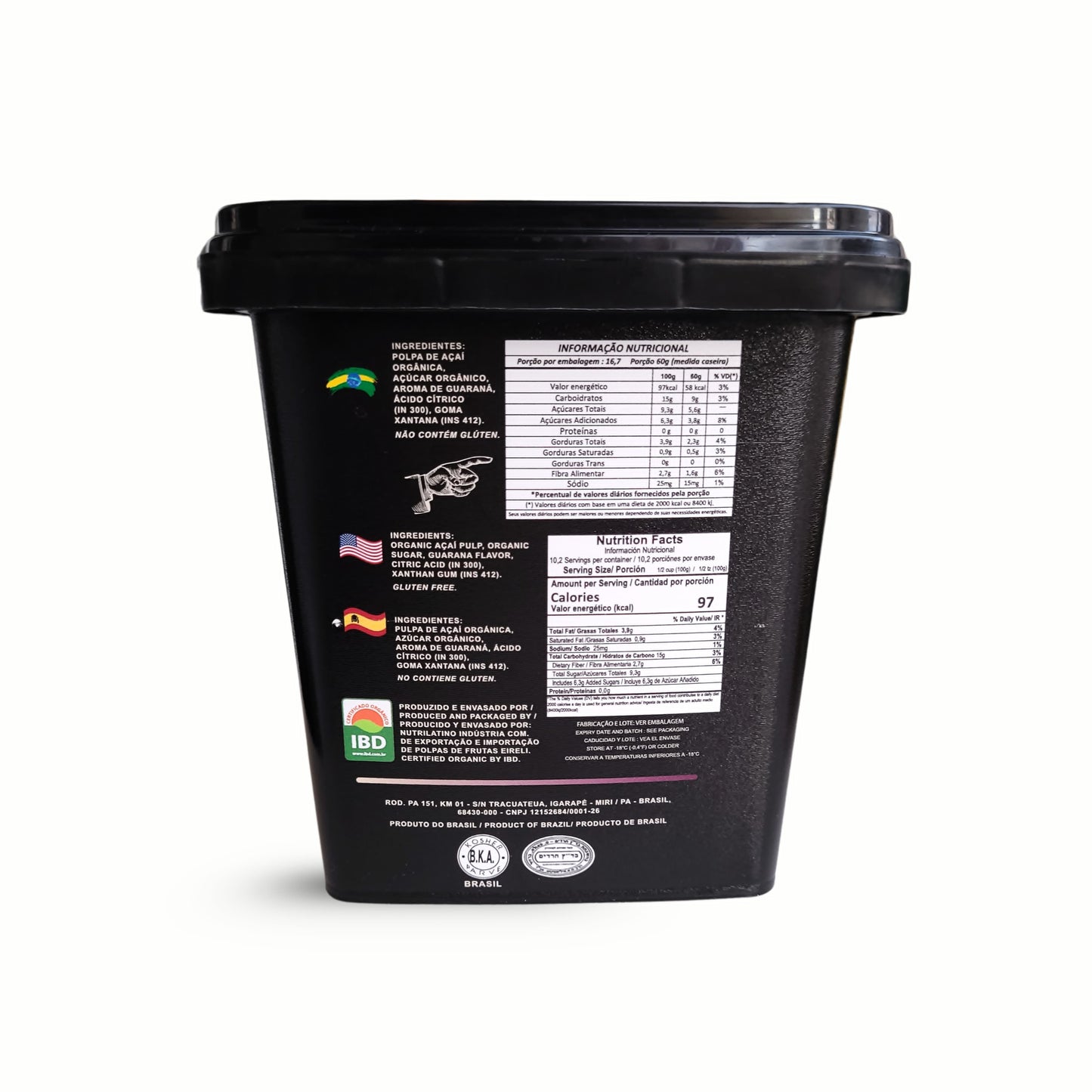 Upper Açaí Organic Amazonian Superfruit Premium Sorbet (Box of 6 x 2.2 lbs Pots)