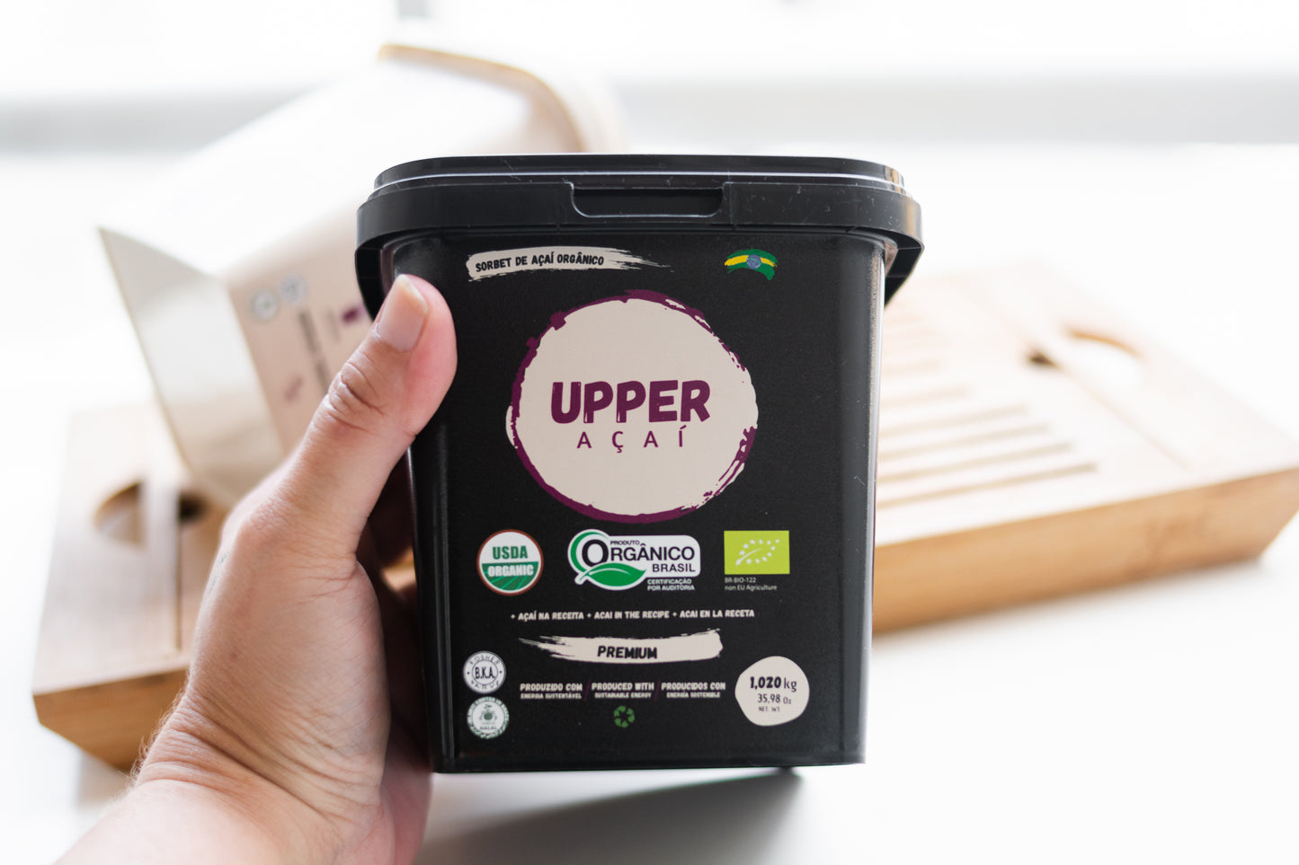 Upper Açaí Organic Amazonian Superfruit Premium Sorbet (Box of 6 x 2.2 lbs Pots)